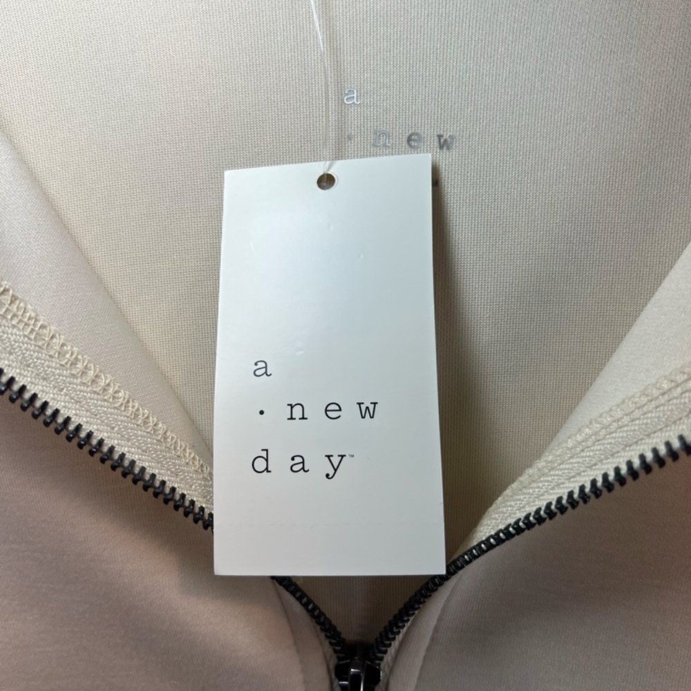 A New Day Zip Up Hoodie Jacket Cream Cropped Soft Cozy Neutral NEW Women's Sz XL - Picture 4 of 15